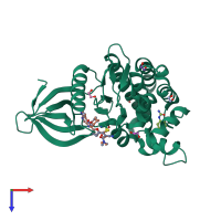 PDB entry 5lwn coloured by chain, top view.