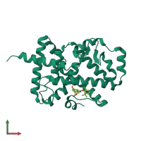 PDB entry 5lwp coloured by chain, front view.