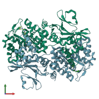 PDB entry 5lx3 coloured by chain, front view.