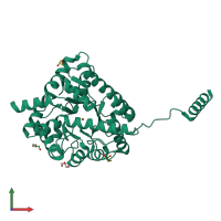 PDB entry 5lx4 coloured by chain, front view.