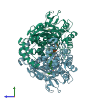 PDB entry 5lx5 coloured by chain, side view.