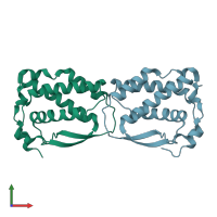 PDB entry 5lxf coloured by chain, front view.