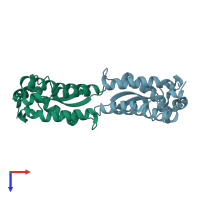 PDB entry 5lxf coloured by chain, top view.