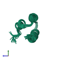 PDB entry 5lxj coloured by chain, ensemble of 20 models, side view.