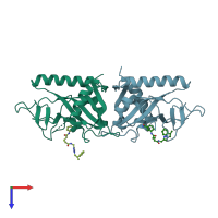 PDB entry 5lxp coloured by chain, top view.