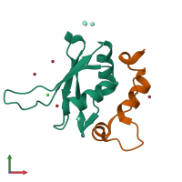 PDB entry 5lxr coloured by chain, front view.