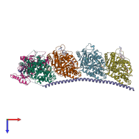 PDB entry 5lxs coloured by chain, top view.