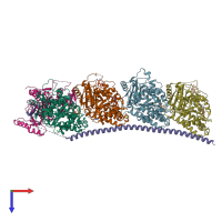 PDB entry 5lxt coloured by chain, top view.