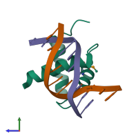 PDB entry 5lxu coloured by chain, side view.