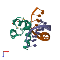 PDB entry 5lxu coloured by chain, top view.