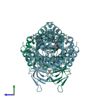 PDB entry 5lxx coloured by chain, side view.