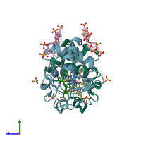 PDB entry 5lyc coloured by chain, side view.