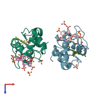 PDB entry 5lyc coloured by chain, top view.