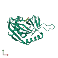 Monomeric assembly 1 of PDB entry 5lyh coloured by chemically distinct molecules, front view.
