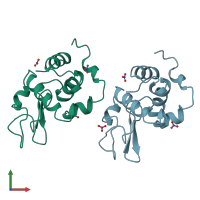 PDB entry 5lym coloured by chain, front view.