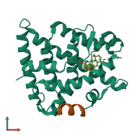 PDB entry 5lyq coloured by chain, front view.