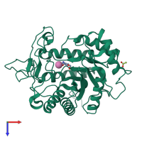 PDB entry 5lyr coloured by chain, top view.