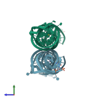 PDB entry 5lys coloured by chain, side view.