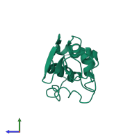 PDB entry 5lyz coloured by chain, side view.
