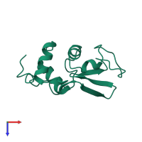 PDB entry 5lyz coloured by chain, top view.