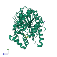 PDB entry 5lz2 coloured by chain, side view.
