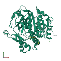 PDB entry 5lz9 coloured by chain, front view.