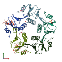 PDB entry 5lzj coloured by chain, front view.