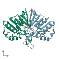 PDB entry 5lzk coloured by chain, front view.