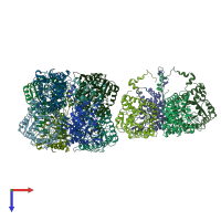 PDB entry 5lzl coloured by chain, top view.