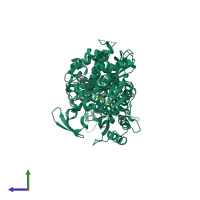 PDB entry 5m05 coloured by chain, side view.