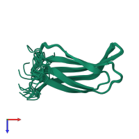 PDB entry 5m0a coloured by chain, ensemble of 20 models, top view.