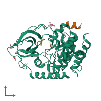 PDB entry 5m0c coloured by chain, front view.