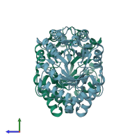 PDB entry 5m0k coloured by chain, side view.