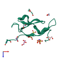 PDB entry 5m0w coloured by chain, top view.