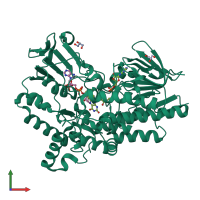 PDB entry 5m0z coloured by chain, front view.