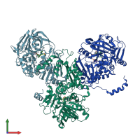 PDB entry 5m1e coloured by chain, front view.