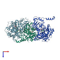 PDB entry 5m1e coloured by chain, top view.