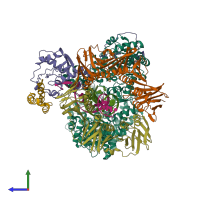 PDB entry 5m1s coloured by chain, side view.