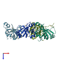 PDB entry 5m1x coloured by chain, top view.