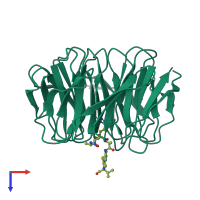 PDB entry 5m23 coloured by chain, top view.