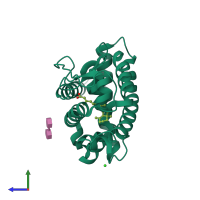 PDB entry 5m24 coloured by chain, side view.
