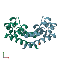 PDB entry 5m2c coloured by chain, front view.
