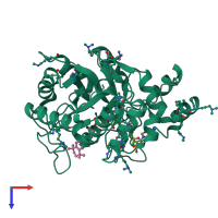 PDB entry 5m2f coloured by chain, top view.