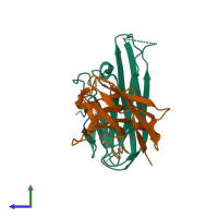 PDB entry 5m2j coloured by chain, side view.