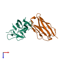 PDB entry 5m2j coloured by chain, top view.