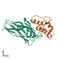 PDB entry 5m2s coloured by chain, front view.