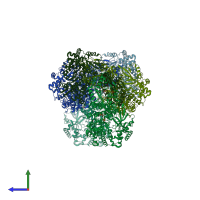 PDB entry 5m2x coloured by chain, side view.