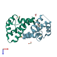 PDB entry 5m33 coloured by chain, top view.