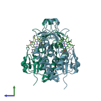 PDB entry 5m34 coloured by chain, side view.