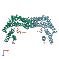 PDB entry 5m35 coloured by chain, top view.